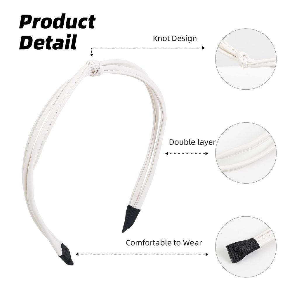 Diadema de cuero delgada WOVOWOVO en blanco, ligera y elegante