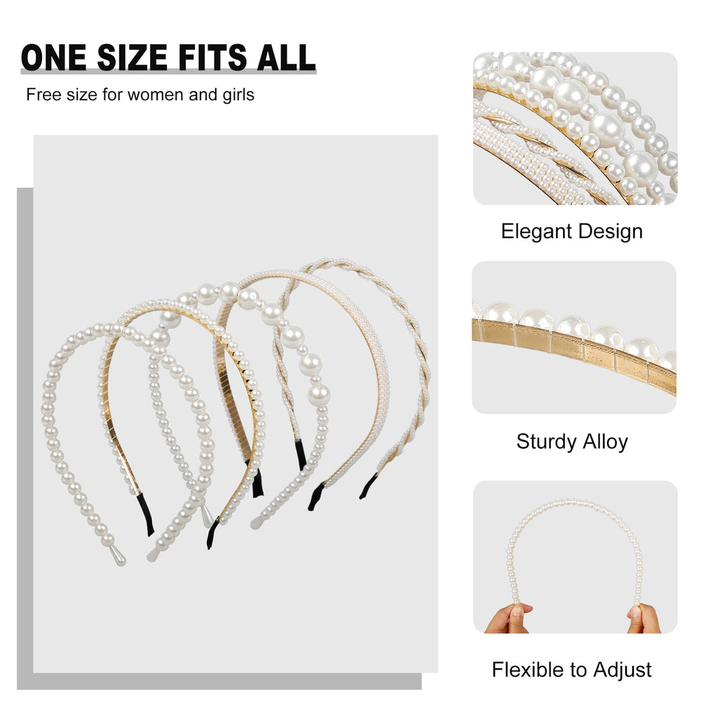 Diadema de perlas de varias capas WOVOWOVO, ofrece versatilidad para distintos estilos.