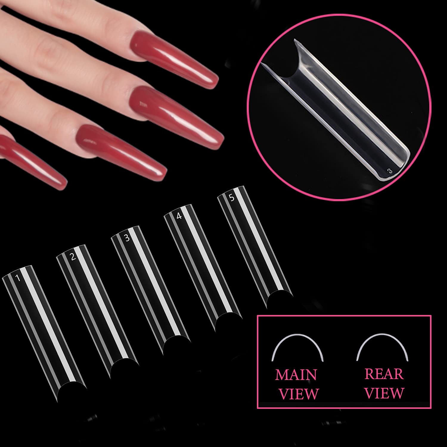WOWITIS puntas uñas acrílicas 10 tallas para ajustar cualquier dedo.