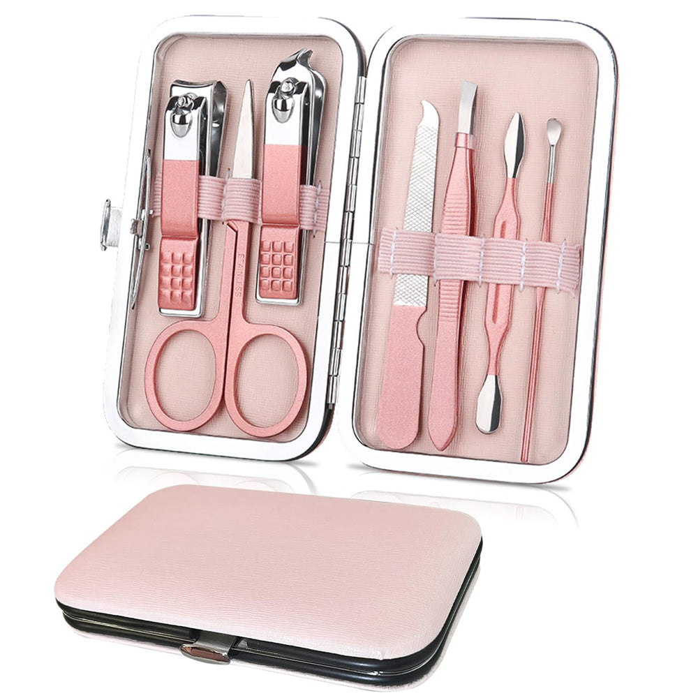 WOXVM conjunto de manicura premium 7 en 1 con estuche de lujo, ideal para viajes y uso diario.