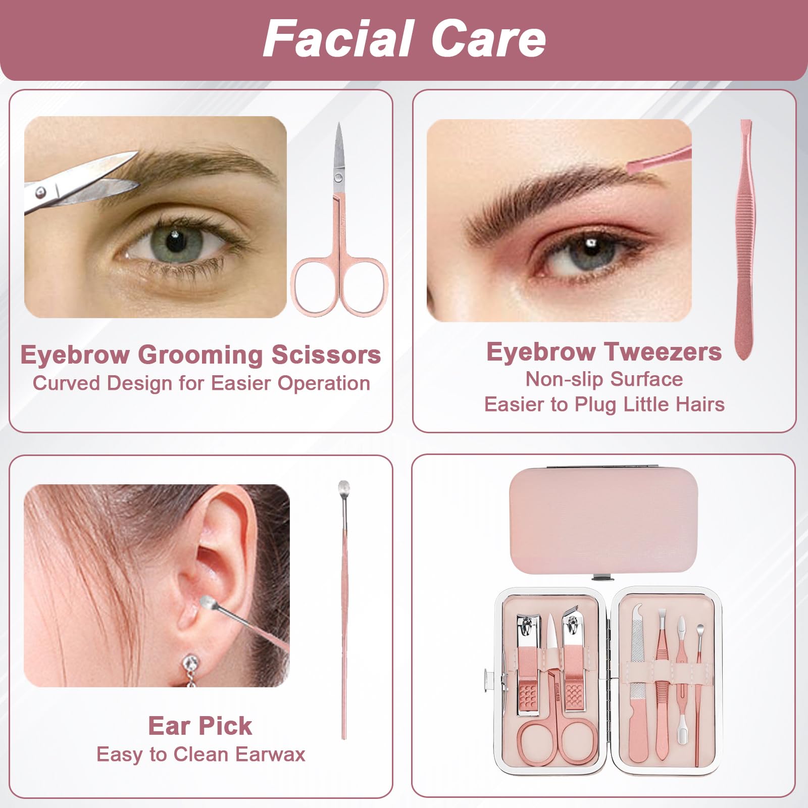 WOXVM tijera cejas, resultados precisos en cuidado de cejas.