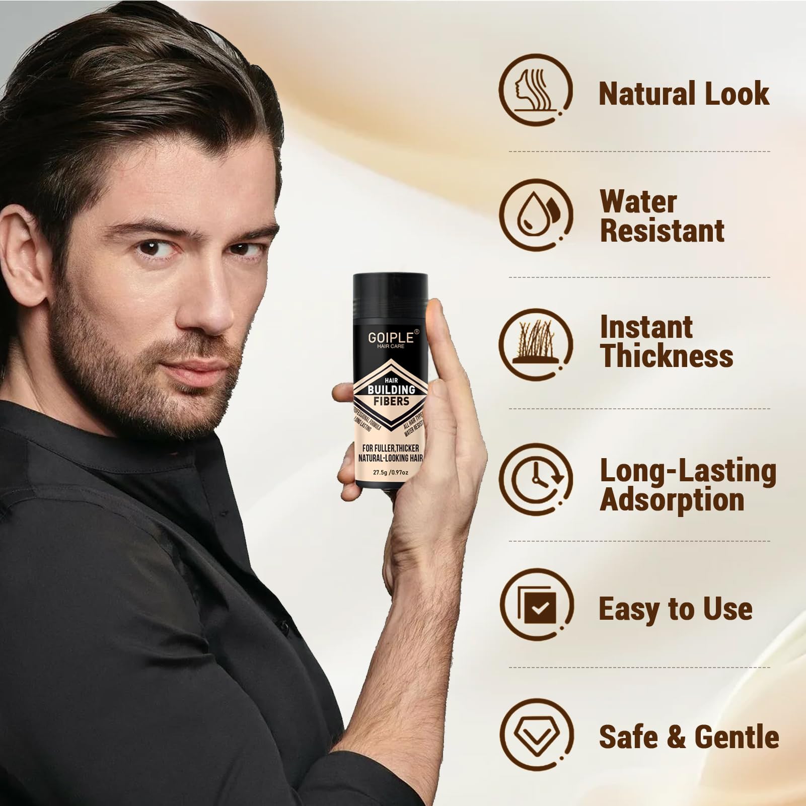 WOZUTUNT Cepillo para barba mezcla trazos para un volumen natural.
