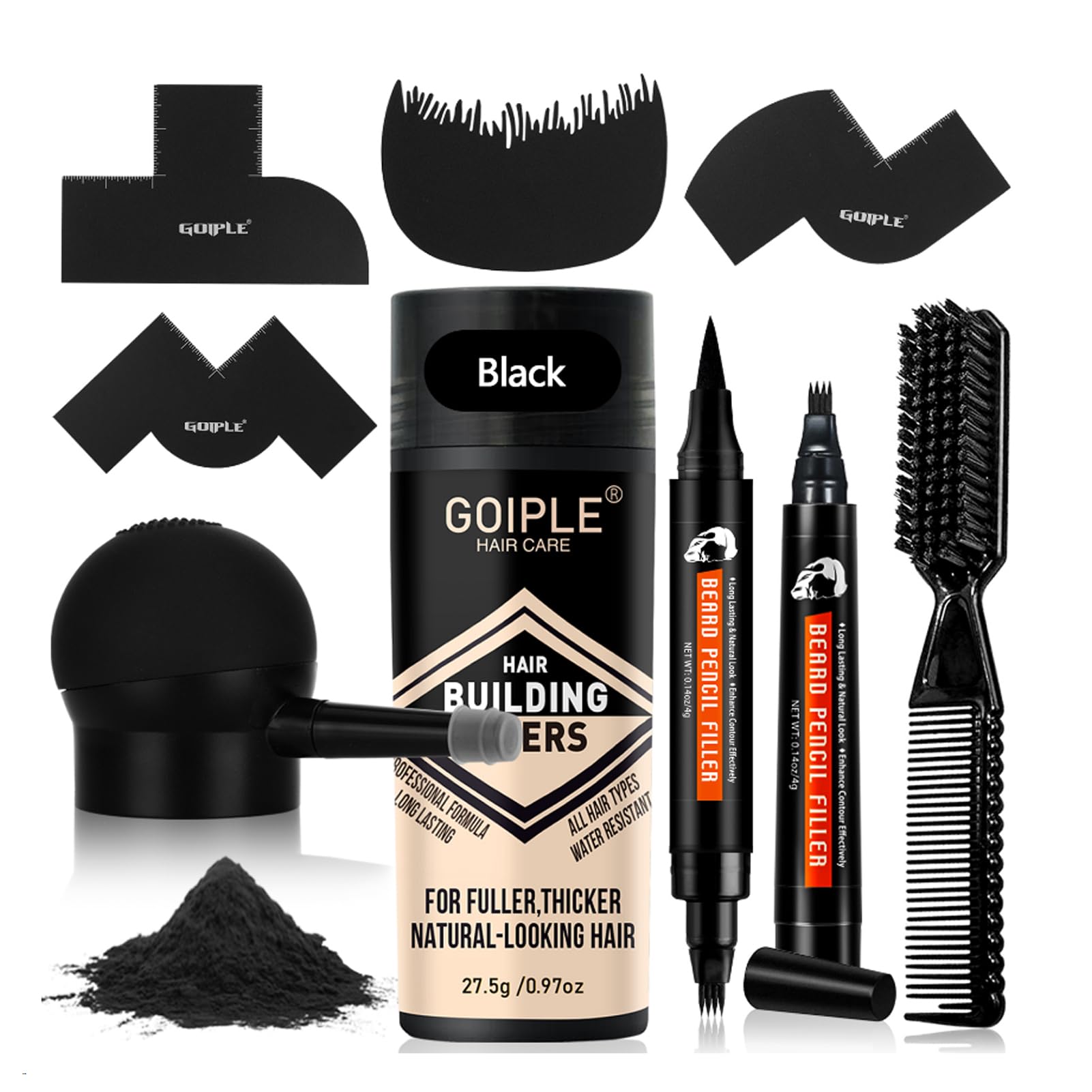 WOZUTUNT Lápiz de barba negro rellena zonas dispersas para un aspecto más denso.
