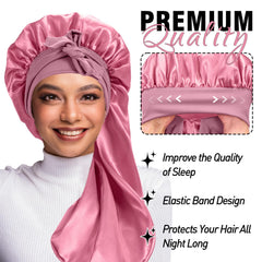 Gorro de satén WOZUTUNT largo rosa con banda elástica ofrece ajuste cómodo.