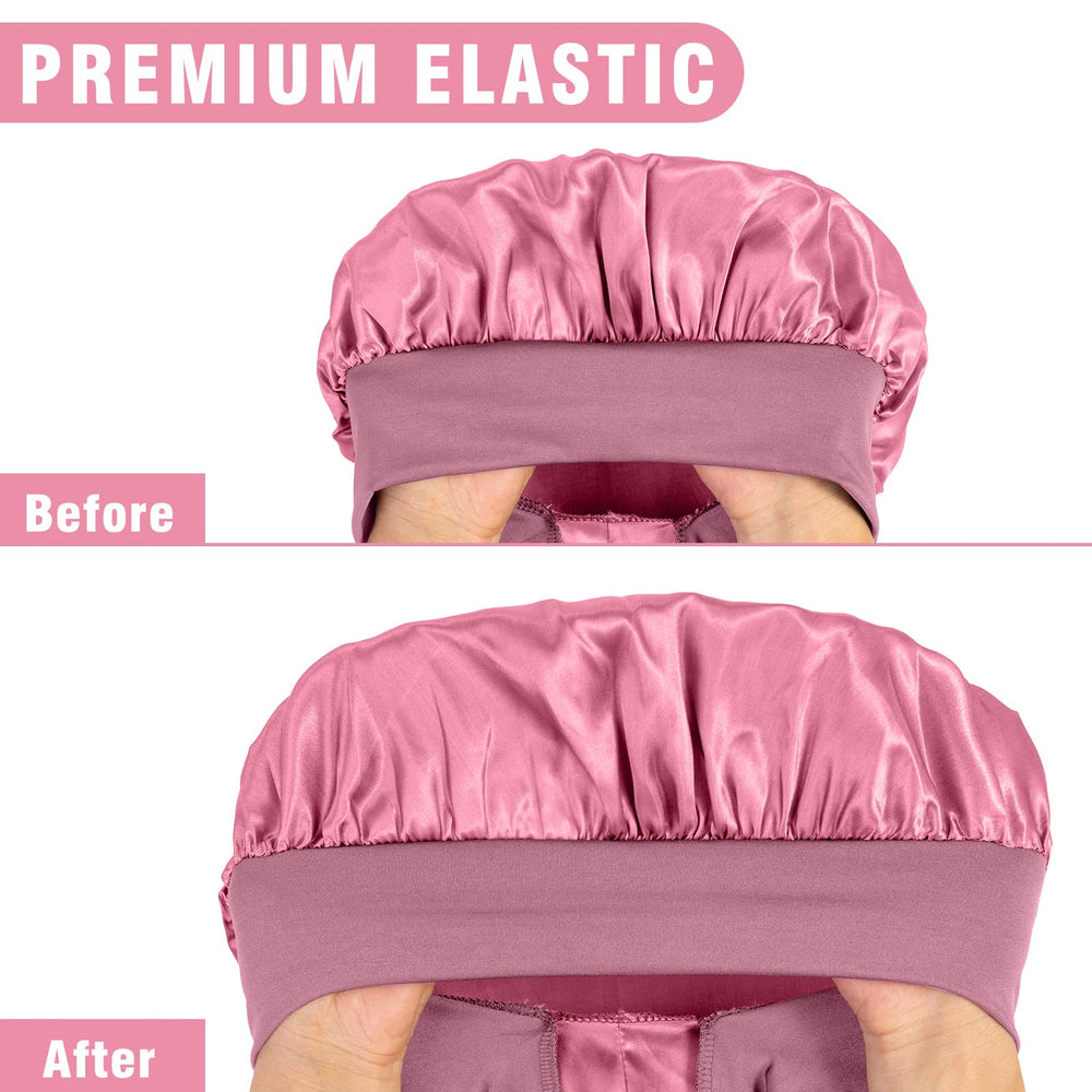 Gorro WOZUTUNT de satén facilita tareas nocturnas como lavar rostro y aplicar mascarilla.