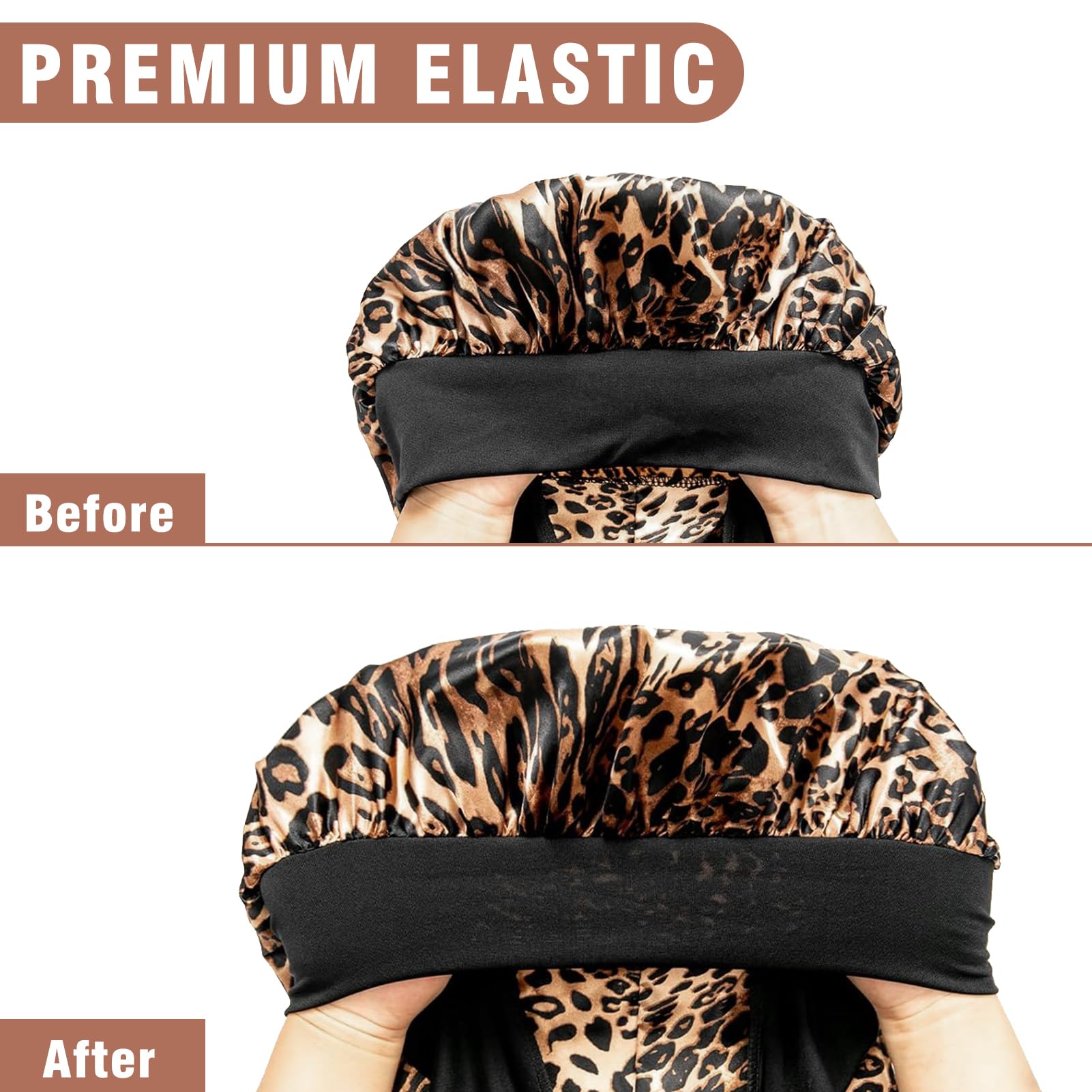 WOZUTUNT bonete satinado facilita la higiene facial y la ducha sin mover el cabello.