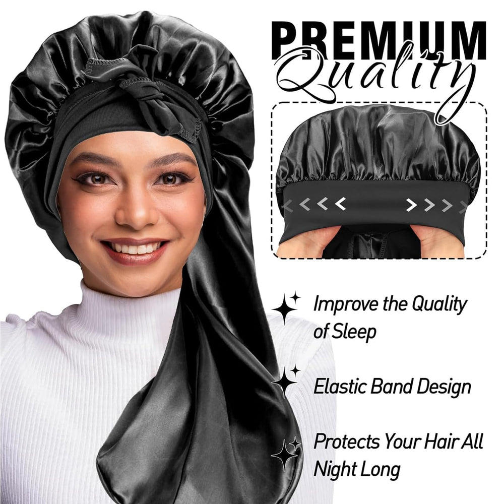 Bonete satinado WOZUTUNT leopard para trenzas, gran talla para dormir cómodo.