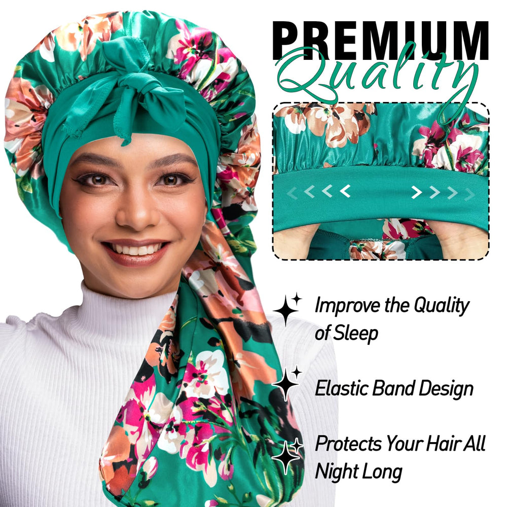 WOZUTUNT bonet seda con impresión floral suaviza el cabello mientras descansas