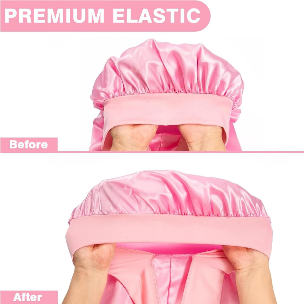 Uso nocturno del bonete WOZUNT para rostro y cuidado facial sin manchar el peinado.