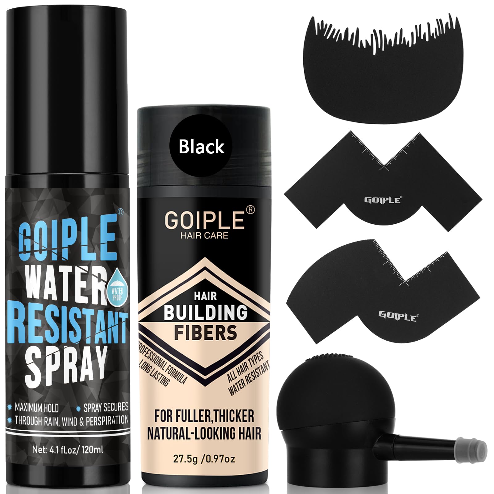 WOZUTUNT Botella-spray-fibras-cabello muestra fijación duradera para un aspecto natural.