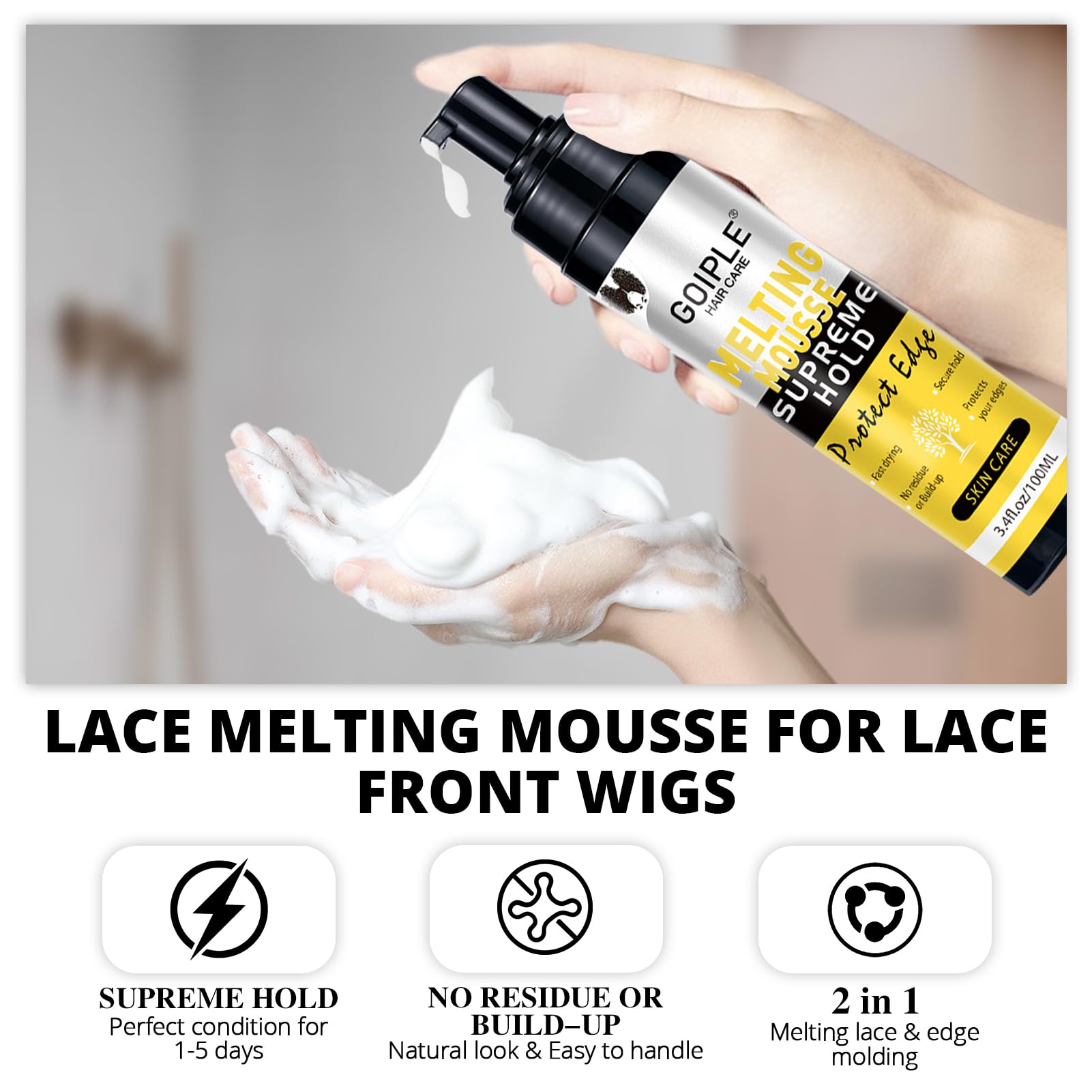WOZUTUNT lace melting mousse: secado rápido para fijación duradera.