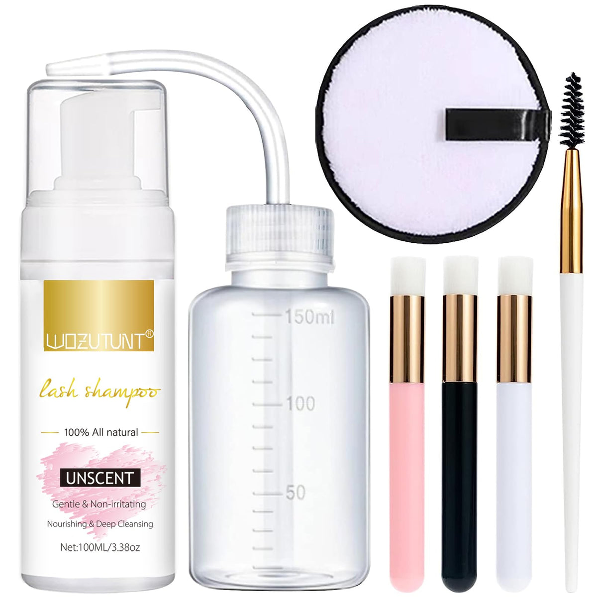 WOZUTUNT limpiador pestanas extensiones en botella con mousse suave para limpieza diaria