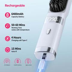 Cepillo alisador WPHIIHC sin cables con carga USB-C para usar en viaje.