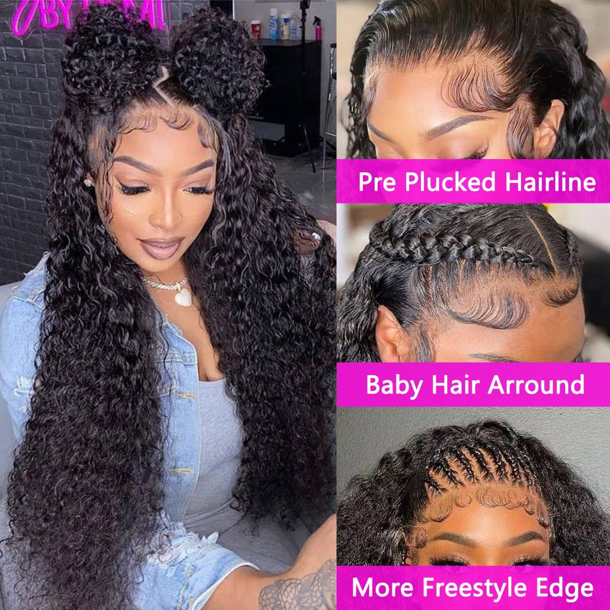 WPPIKK pre-plucked hairline with baby hairs close-up for natural look