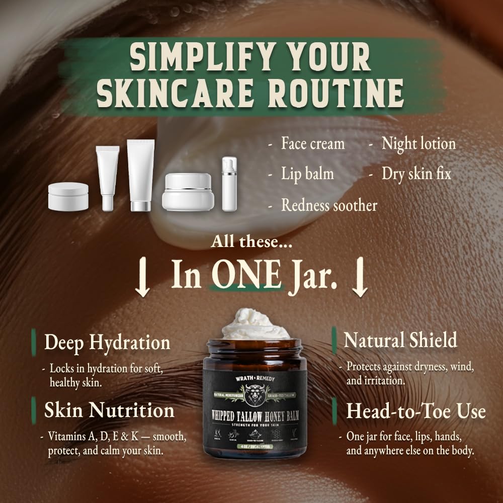 Wrath & Remedy grasa de res batida con miel, labios: humectación nutritiva.