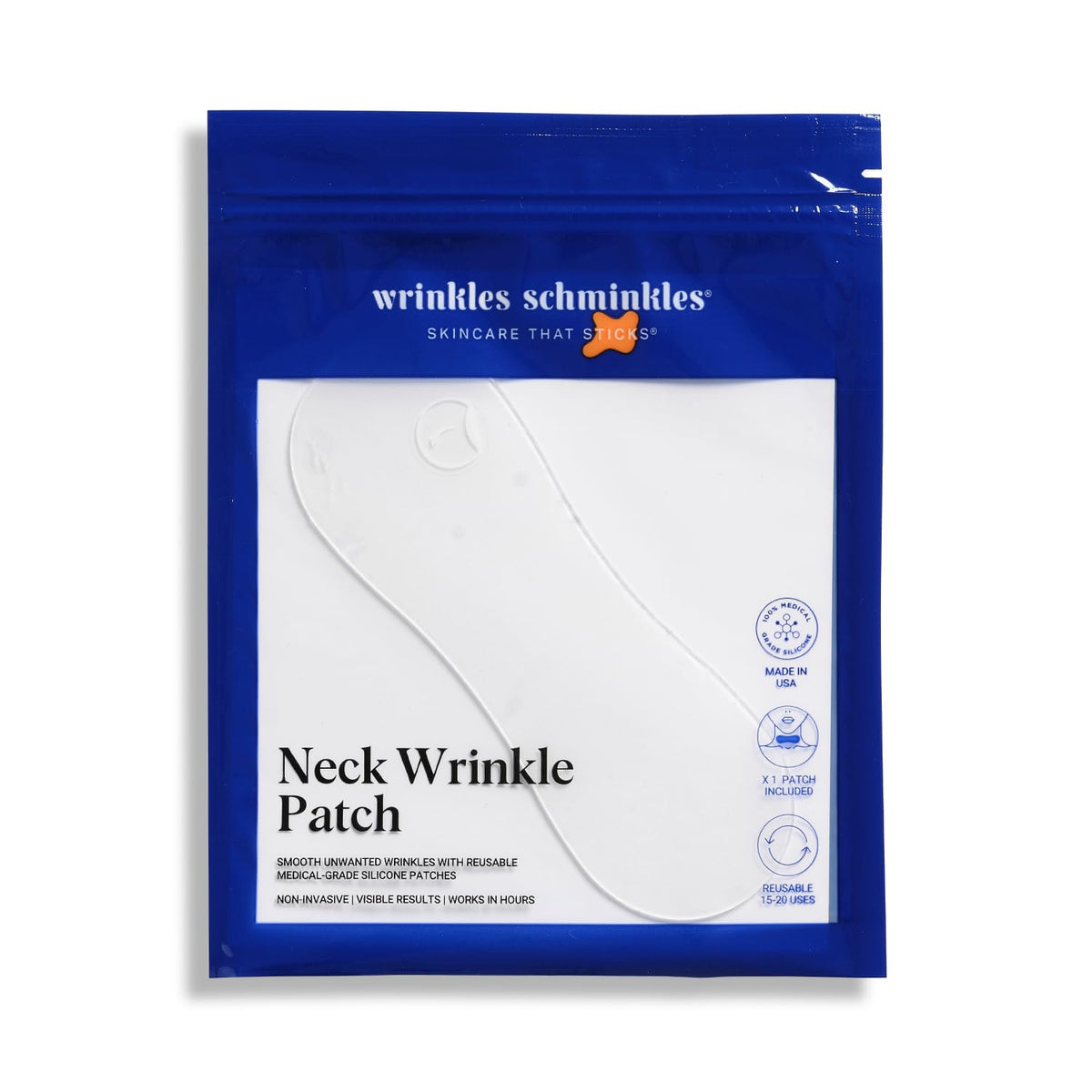 Parche Wrinkles Schminkles de silicona para cuello reutilizable, suaviza líneas durante el descanso nocturno