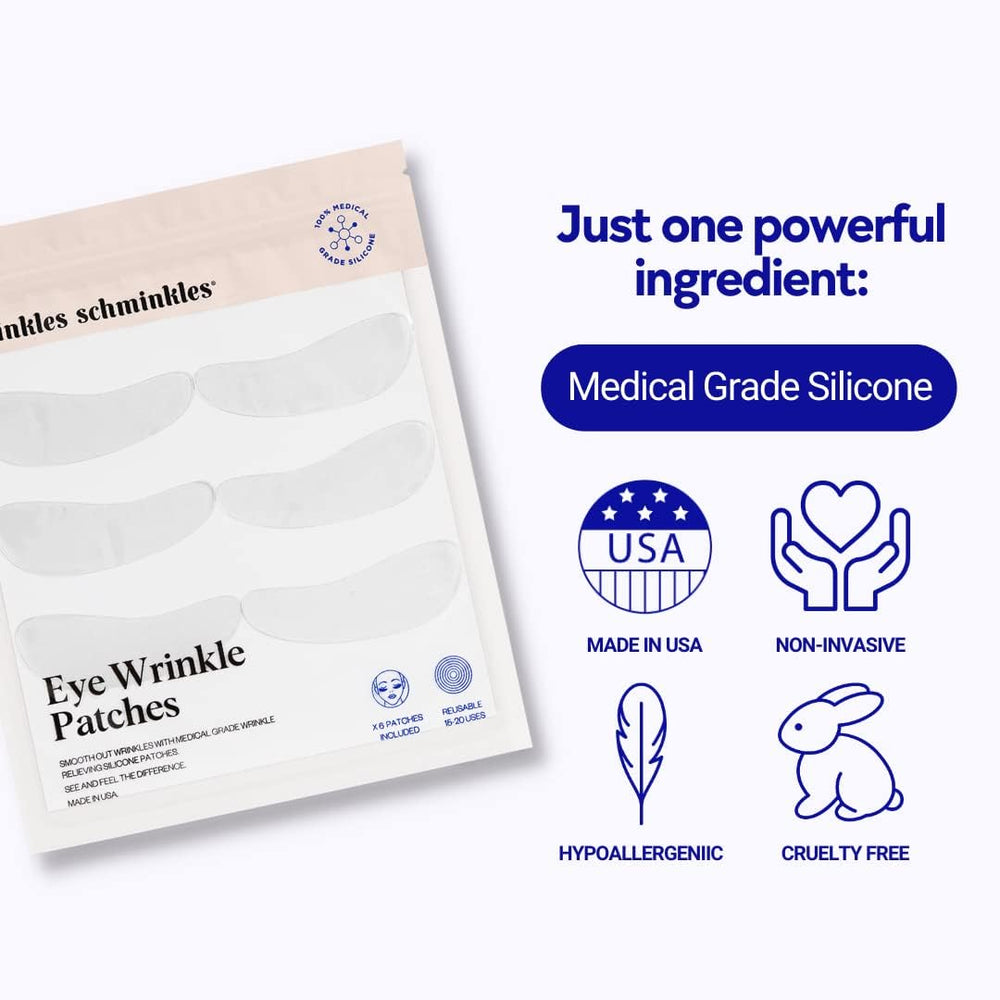 Parches Wrinkles Schminkles reutilizables para cuidado nocturno de ojos.