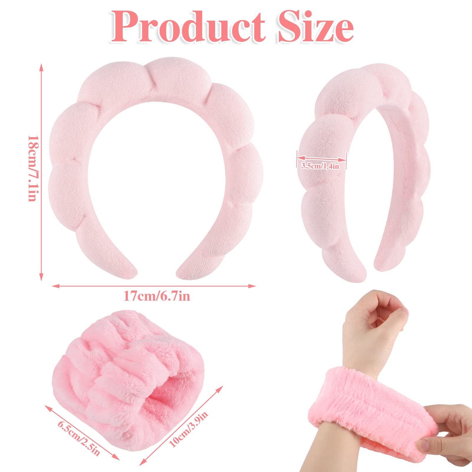 WSICSE diadema spa rosada tejido terry suave para rostro limpio