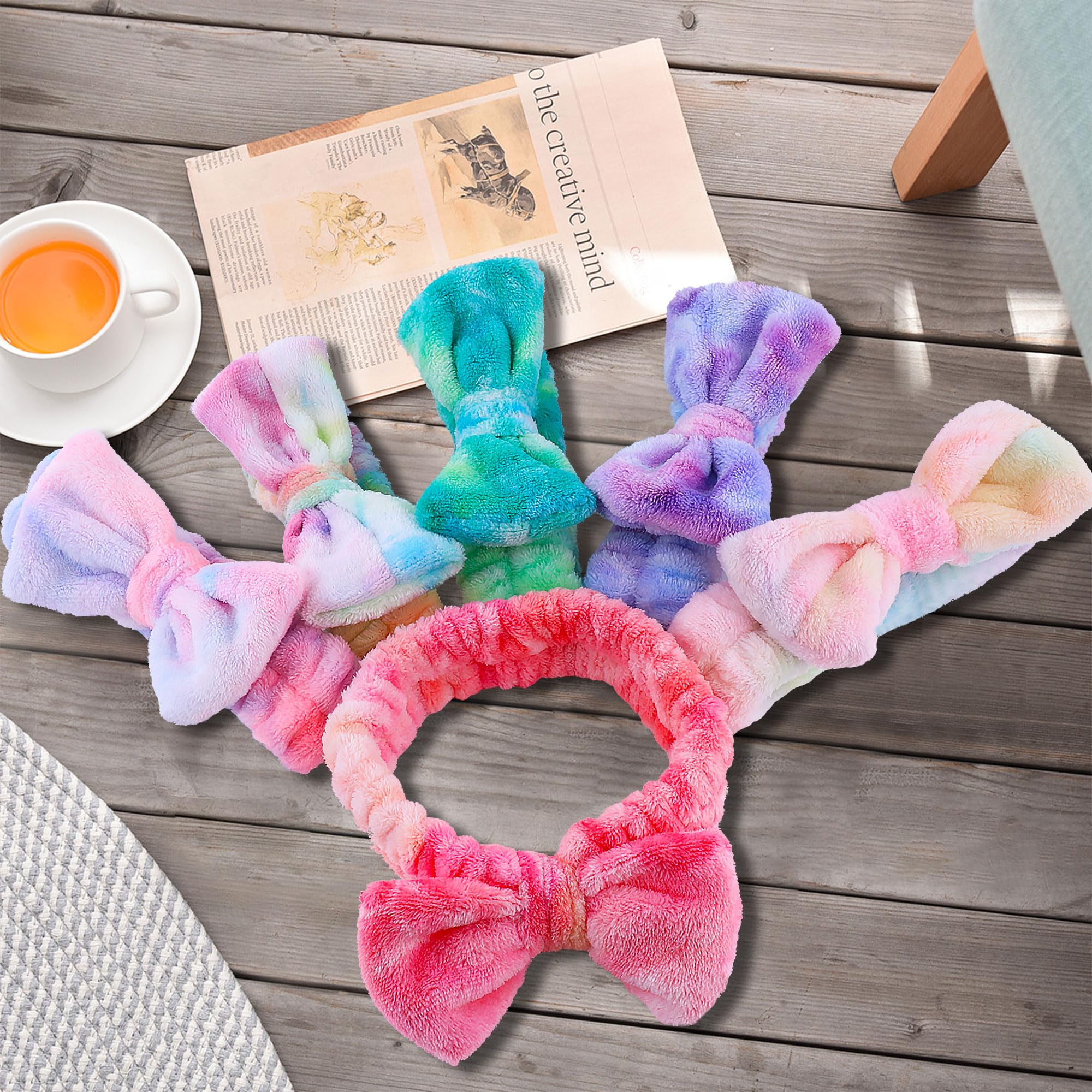 WSYUB diadema coral suave, ideal para cuidado de piel y spa en casa.
