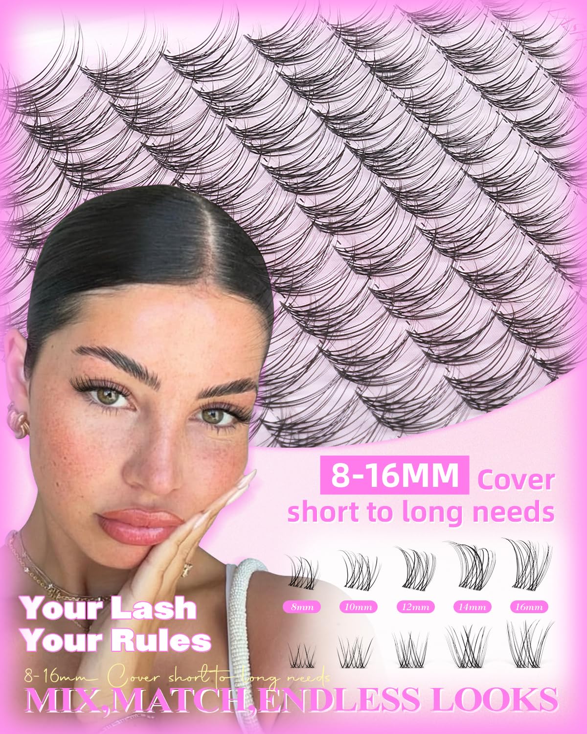 Variación de 8-16 mm para look personalizado con Wispy Clusters Venus.