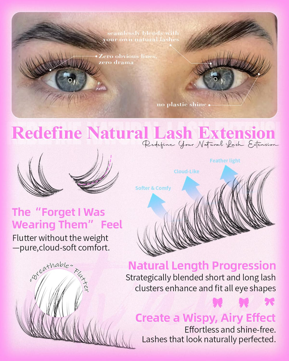 Pegamento transparente de Wispy Clusters Venus para fijar pestañas con adherencia suave.