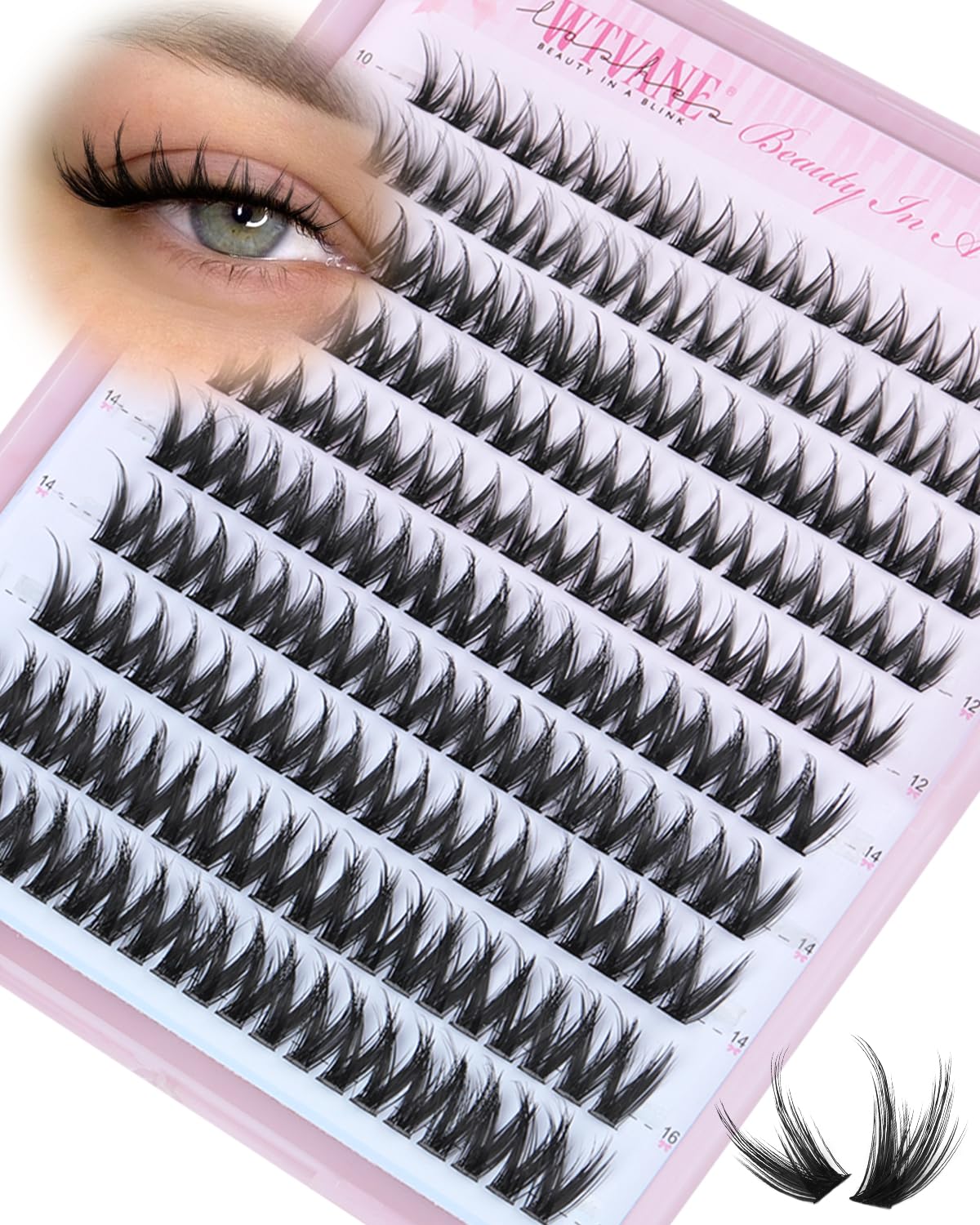 Pestañas hada de Wtvane de 10-16 mm para un look natural y volumen sutil.