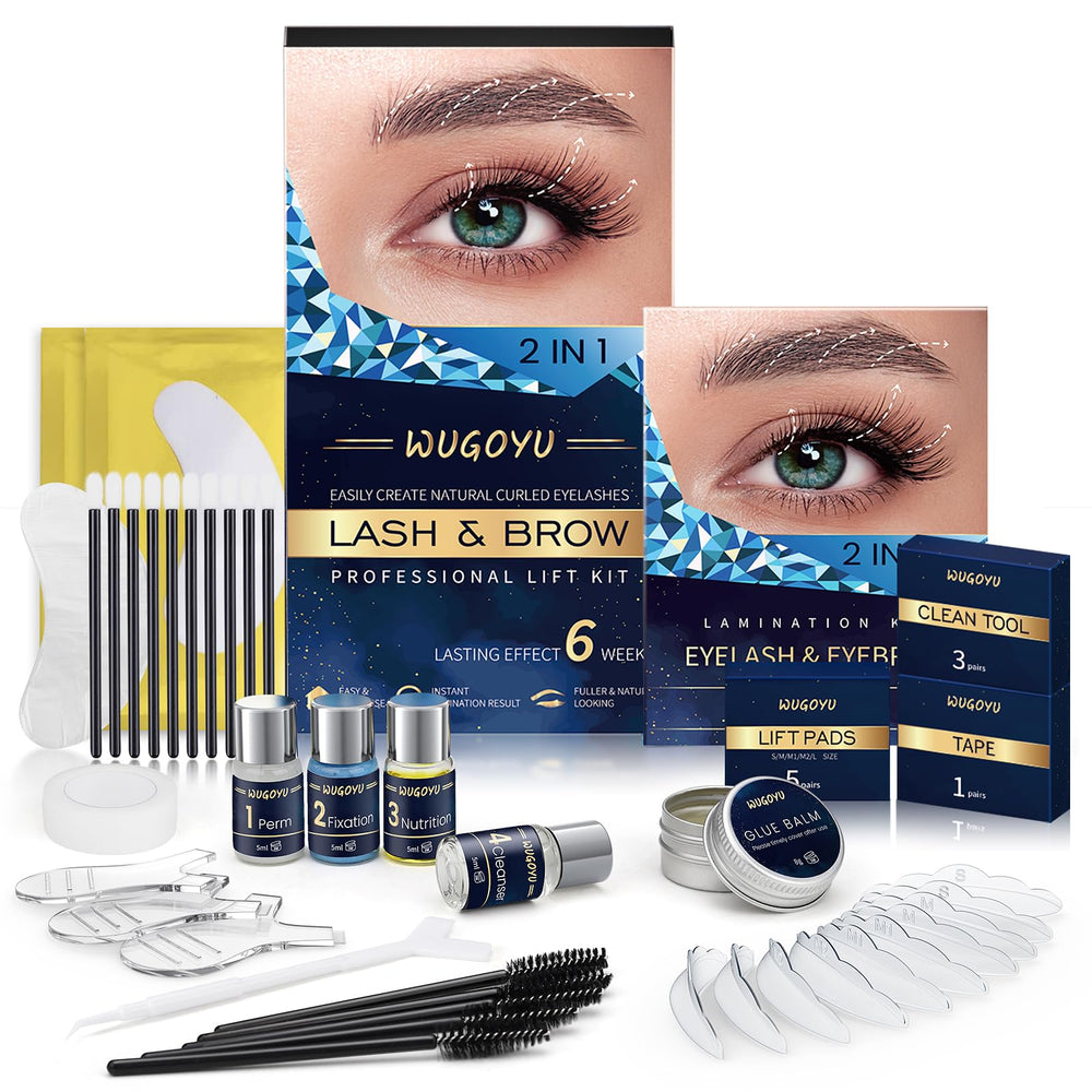 Kit WUGOYU de laminado para pestañas y cejas 2 en 1 para uso en casa
