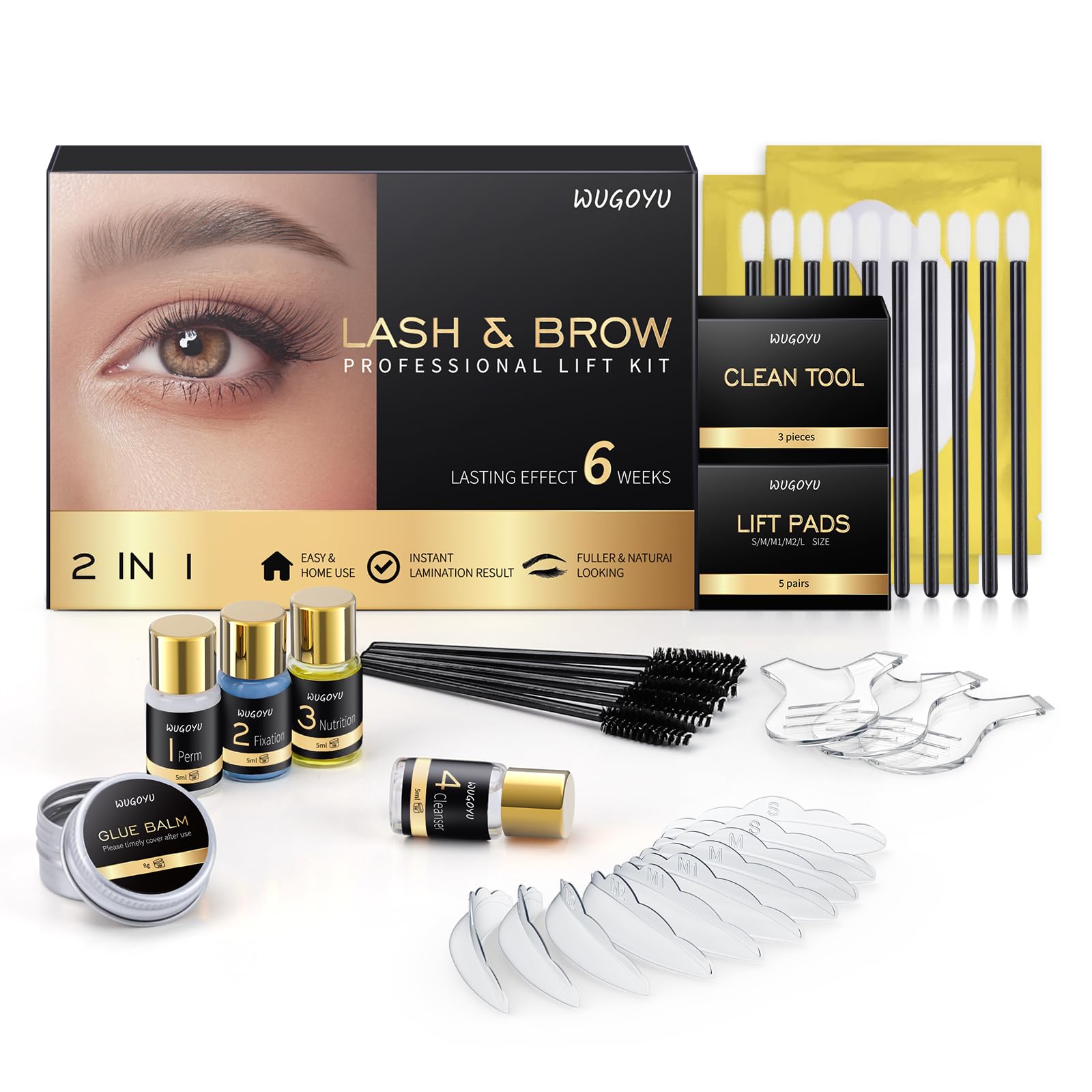 WUGOYU kit de elevación de pestañas con contenido para resultados profesionales en casa
