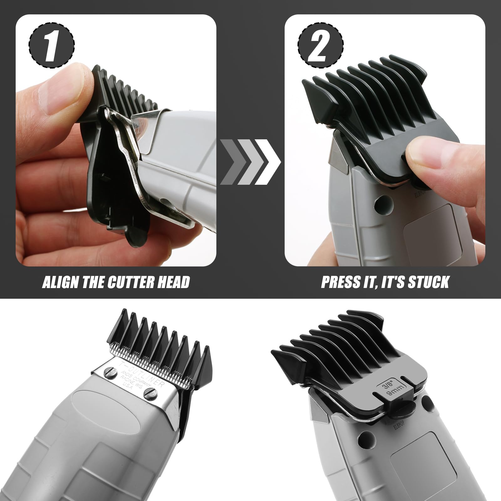 Protector T Outliner de Wusuker, 3/8 pulg., estilos marcados y definidos.
