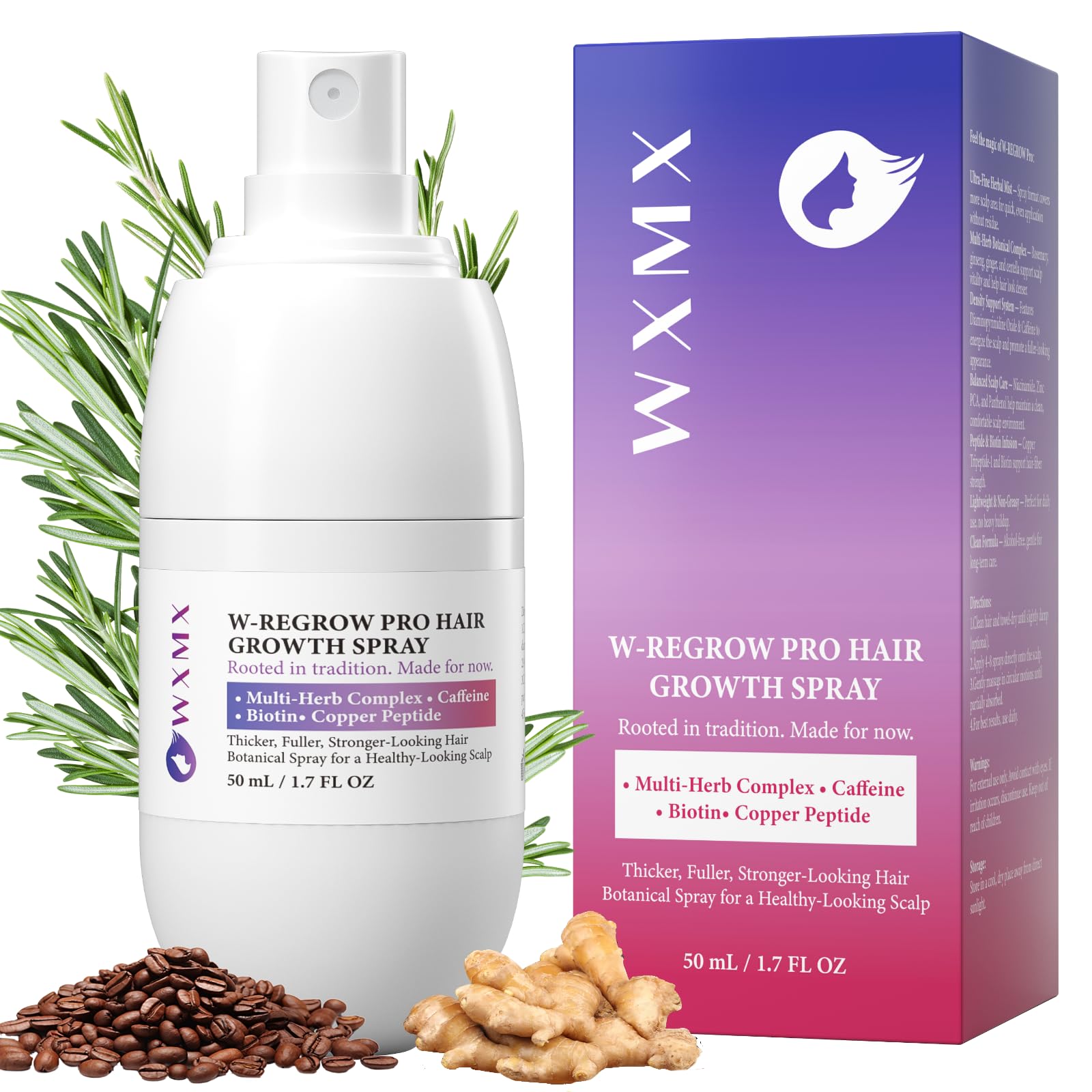 WXMX W-Regrow Pro: botella de spray para aplicación precisa en el cuero cabelludo
