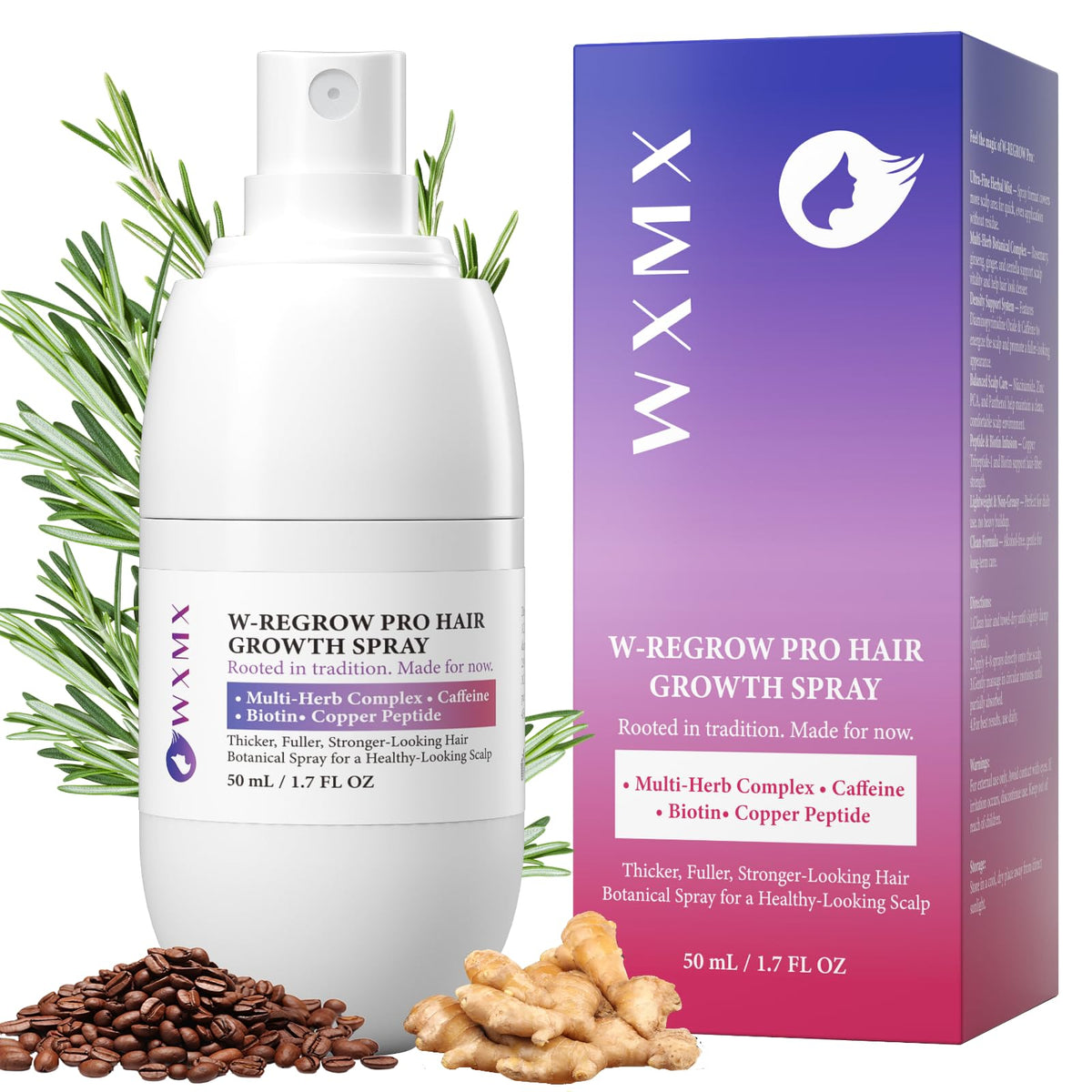 WXMX W-Regrow Pro: botella de spray para aplicación precisa en el cuero cabelludo