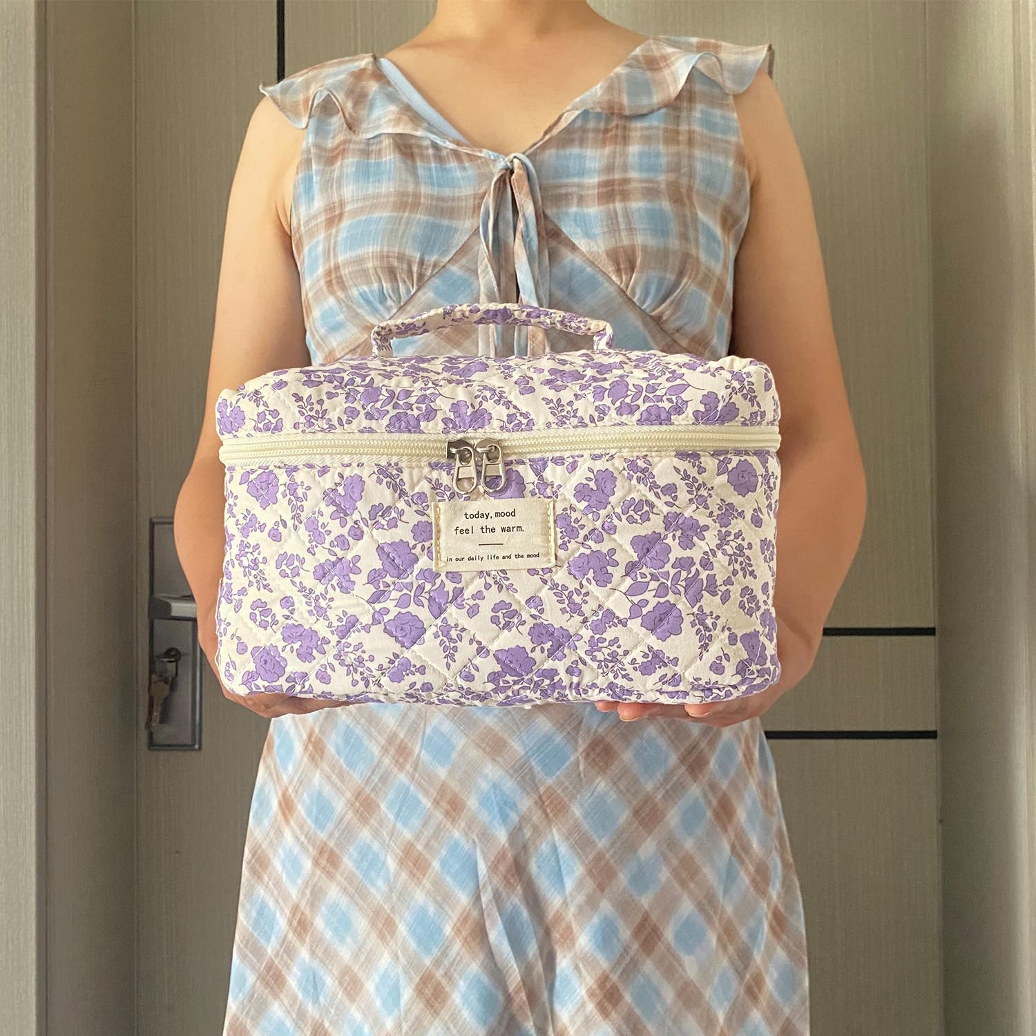 WYJ bolsa maquillaje grande para viaje, tela suave y duradera.