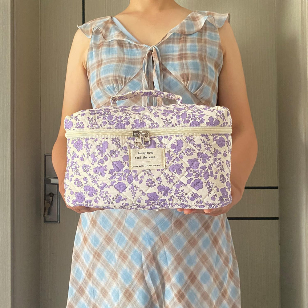 WYJ bolsa maquillaje grande para viaje, tela suave y duradera.