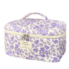 WYJ bolso maquillaje acolchado floral grande, ideal para viaje y organización.