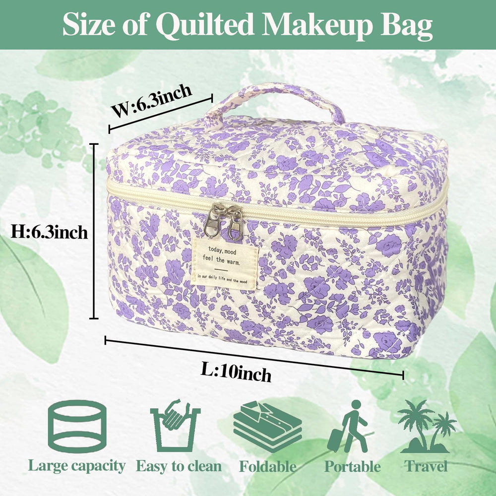 WYJ bolsa maquillaje para viaje, ligero y duradero, con estampado floral.