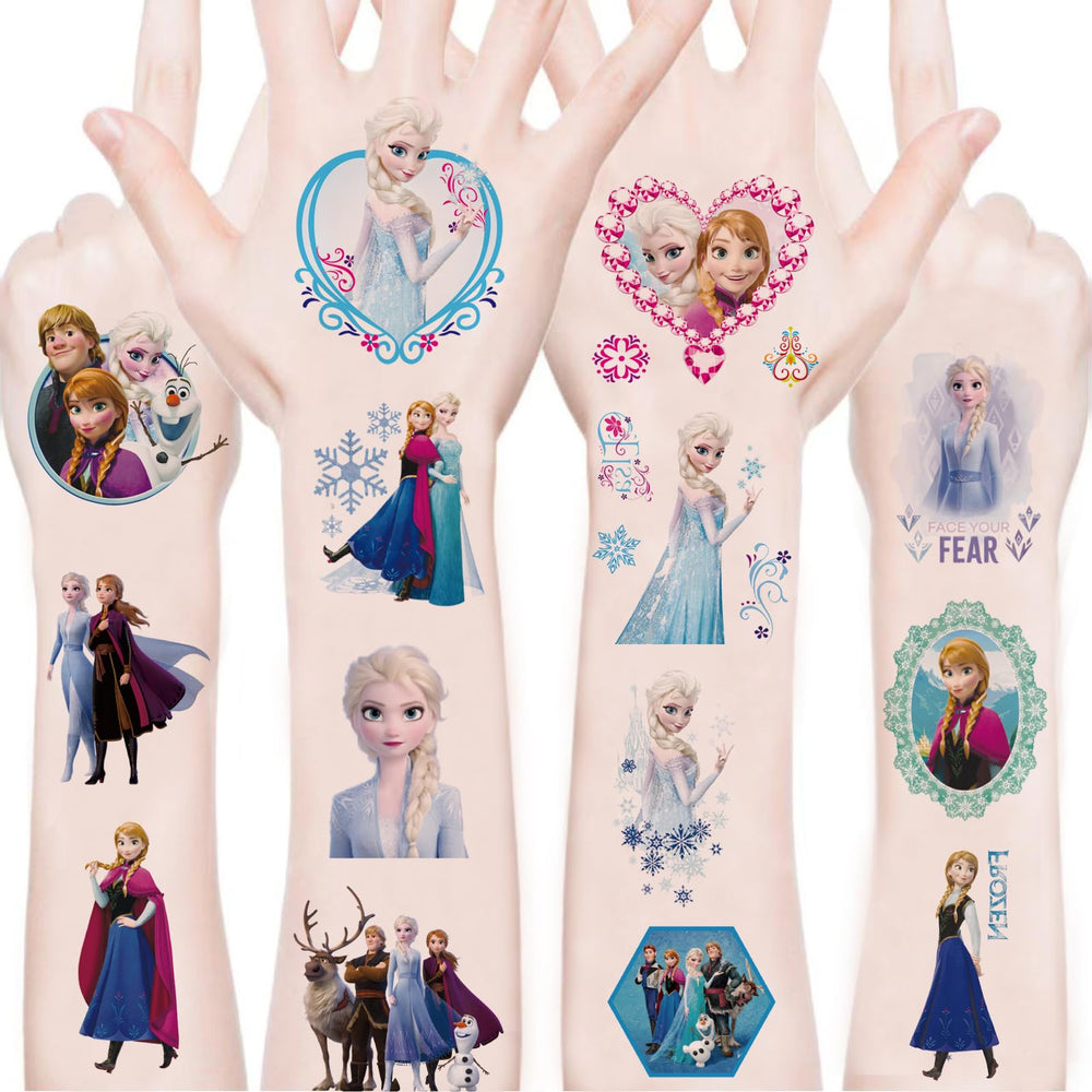Tatuajes temporales WYKDAG Frozen con diseños animados para fiestas infantiles.