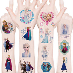 Tatuajes temporales WYKDAG Frozen con diseños animados para fiestas infantiles.