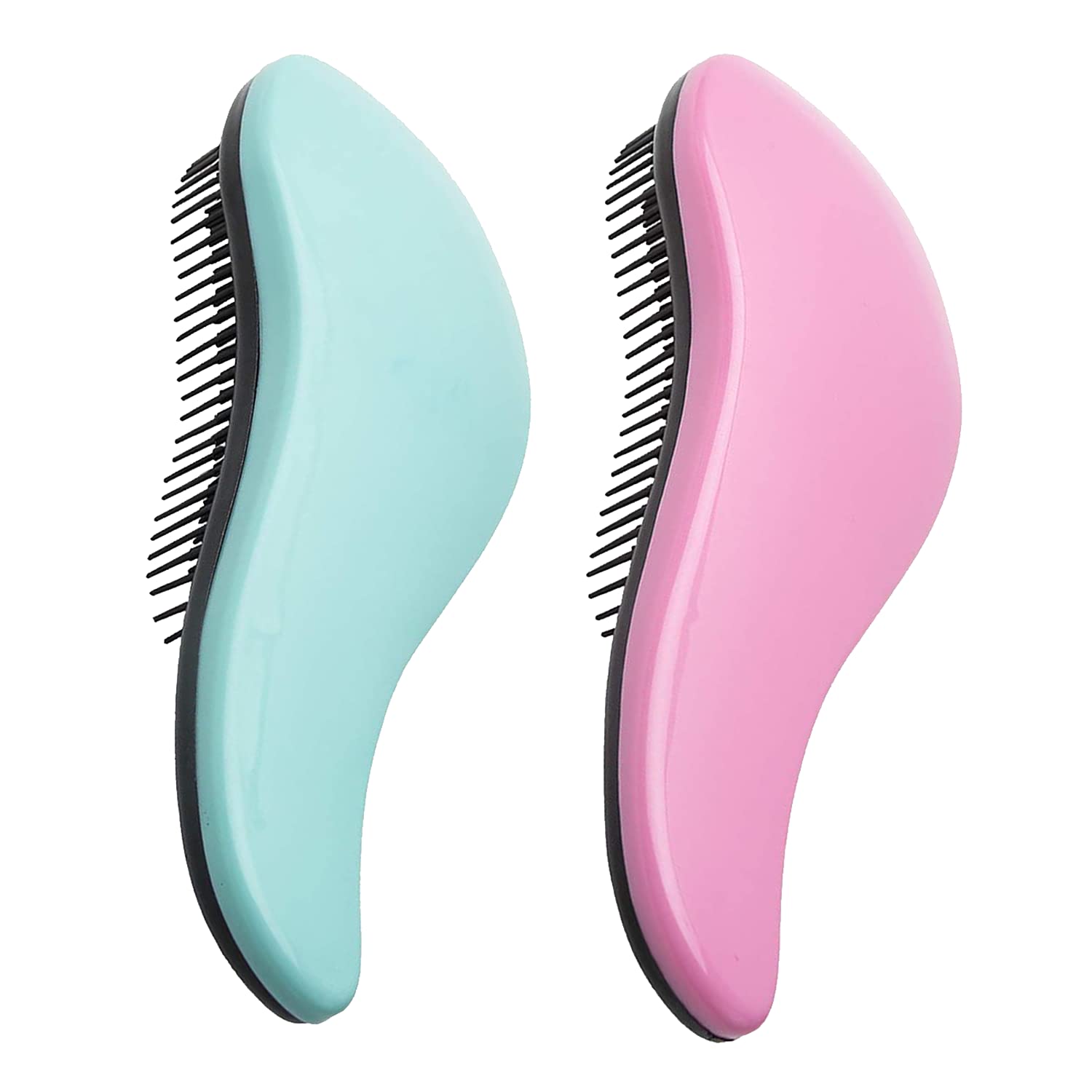 WYNK cepillo desenredante doble juego verde rosa para cabello suave y sin tirones.