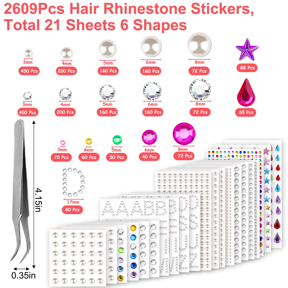 Gemas para cabello XANGNIER - cristales claros para brillos suaves