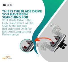 XCEL guía de hoja con barra metálica y lubricante central para mayor durabilidad.