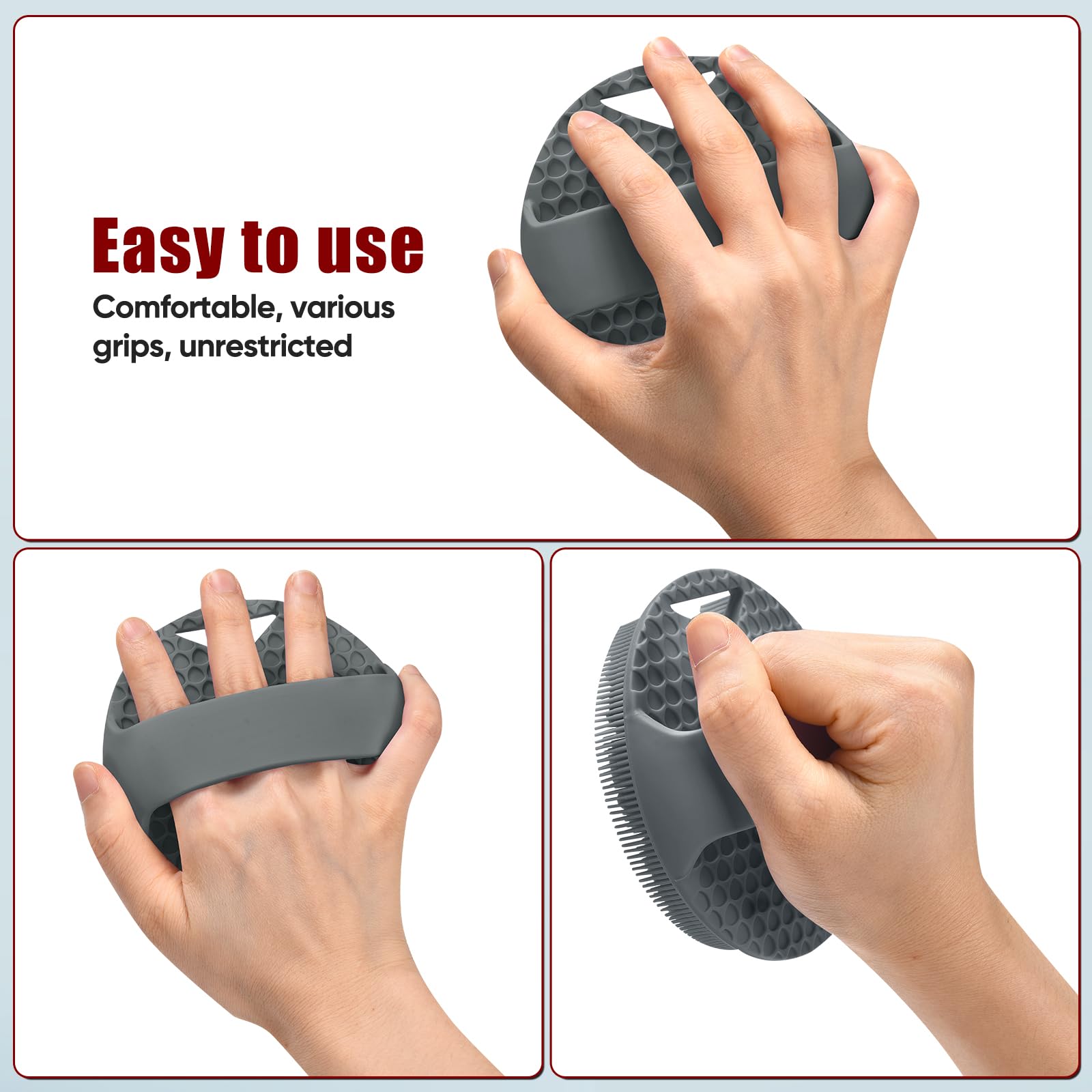 XCRUCC cepillo de ducha de silicona ergonómico para limpieza eficiente.