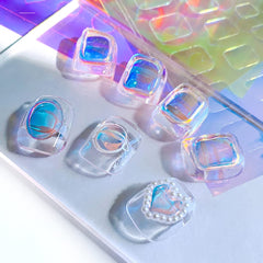 XEAOHESY Aurora: pegatinas circulares para uñas con reflejos luminosos