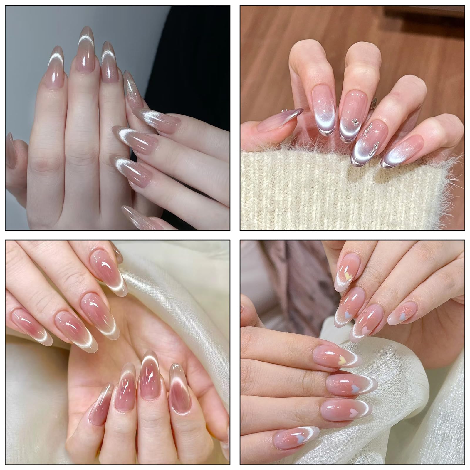 Uñas terminadas con efecto ojo-de-gato por XEAOHESY.