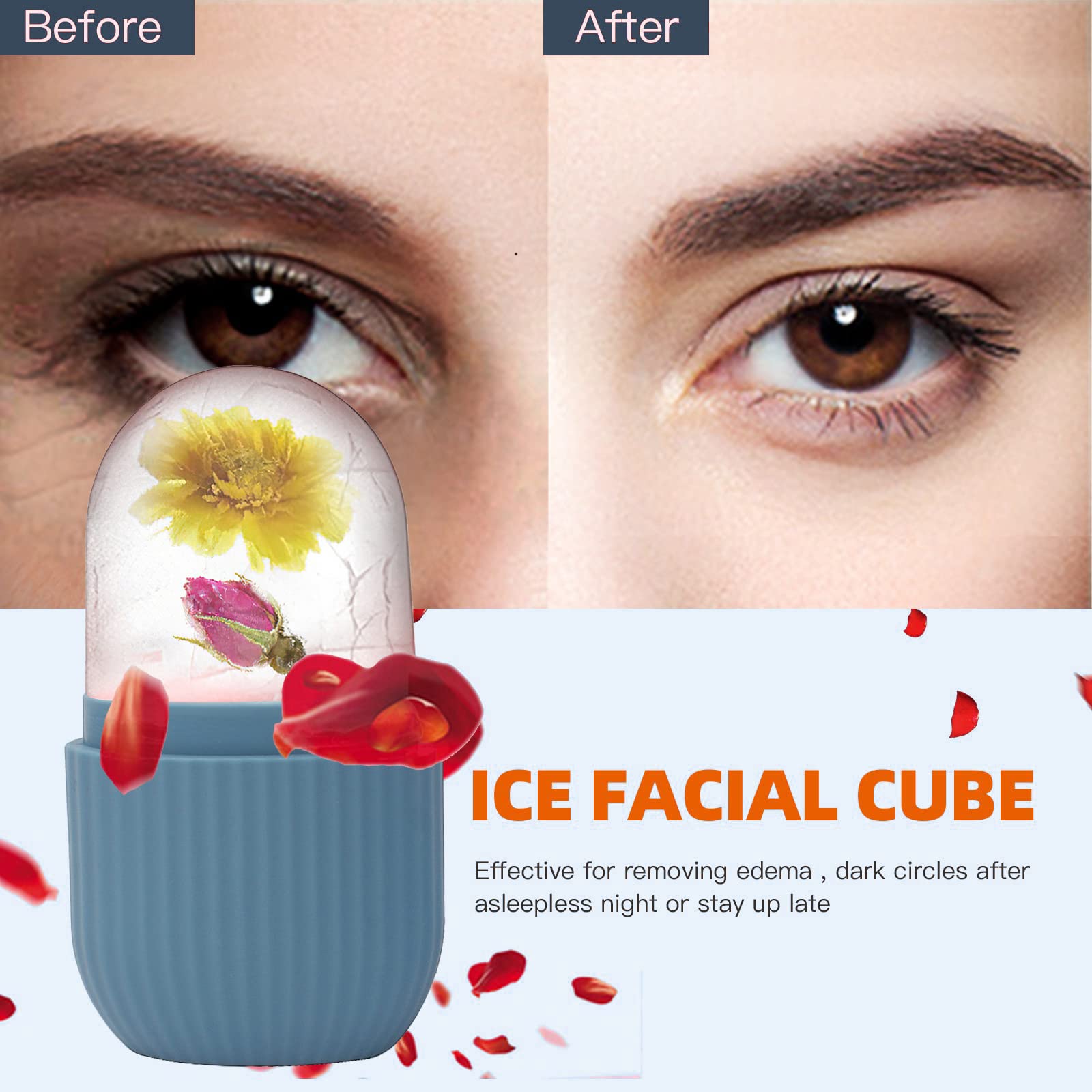 XHJRI molde de hielo de silicona para cubos, reutilizable para cuidado facial.