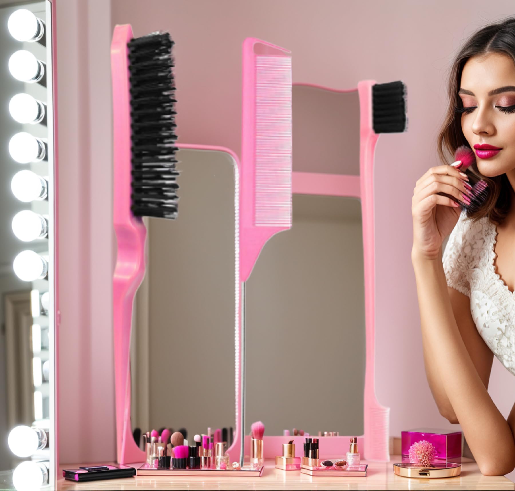 Xiangwenlan accesorios para cabello rosa: set versátil para peinar en casa
