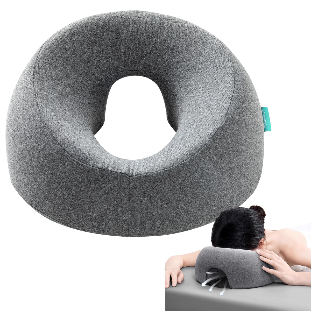 Cojín Xiaomubiao rostro hacia abajo, diseño ergonómico para soporte cómodo durante el masaje.