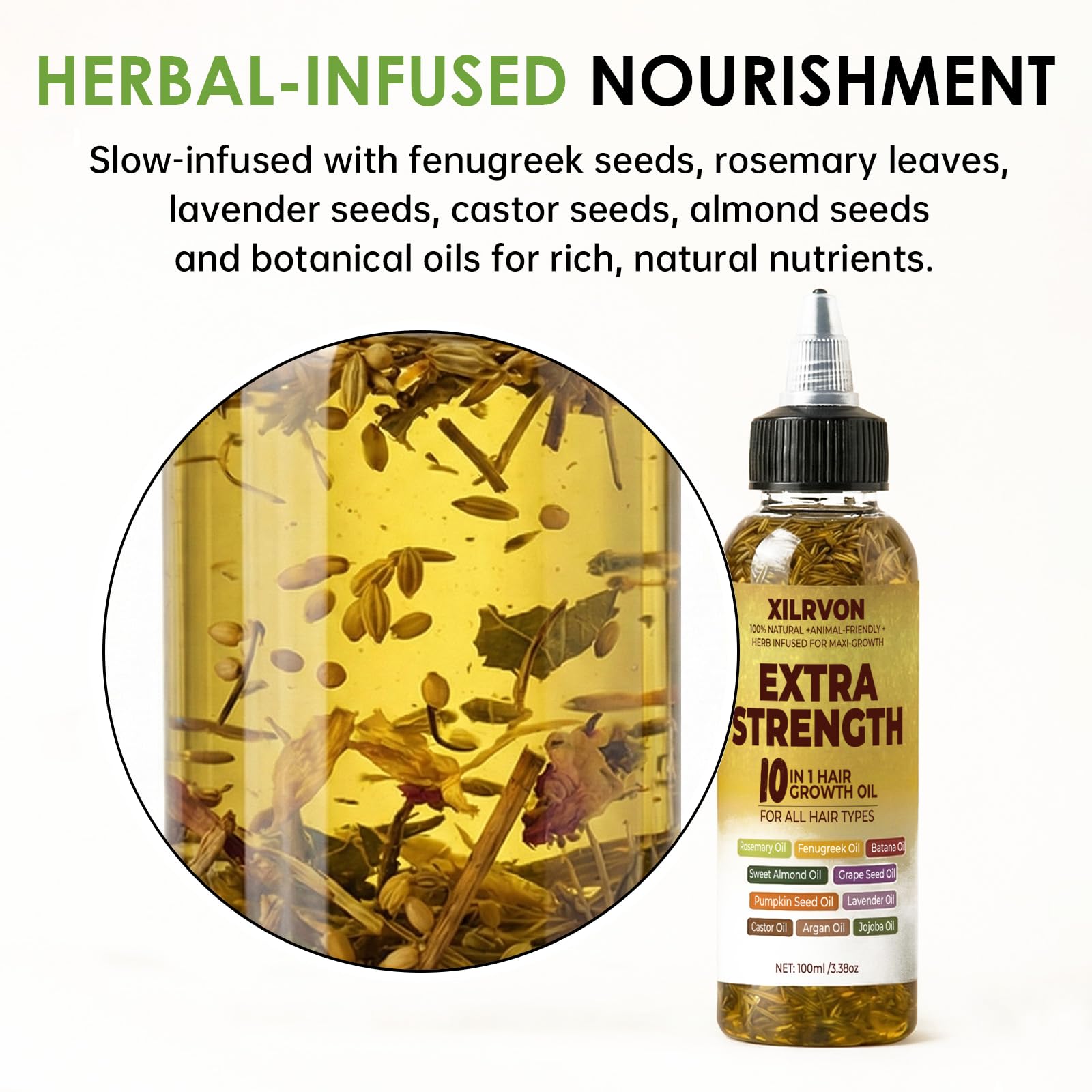 XILRVON Aceite de plantas con fenogreco, infusión aromática que nutre el cuero cabelludo.