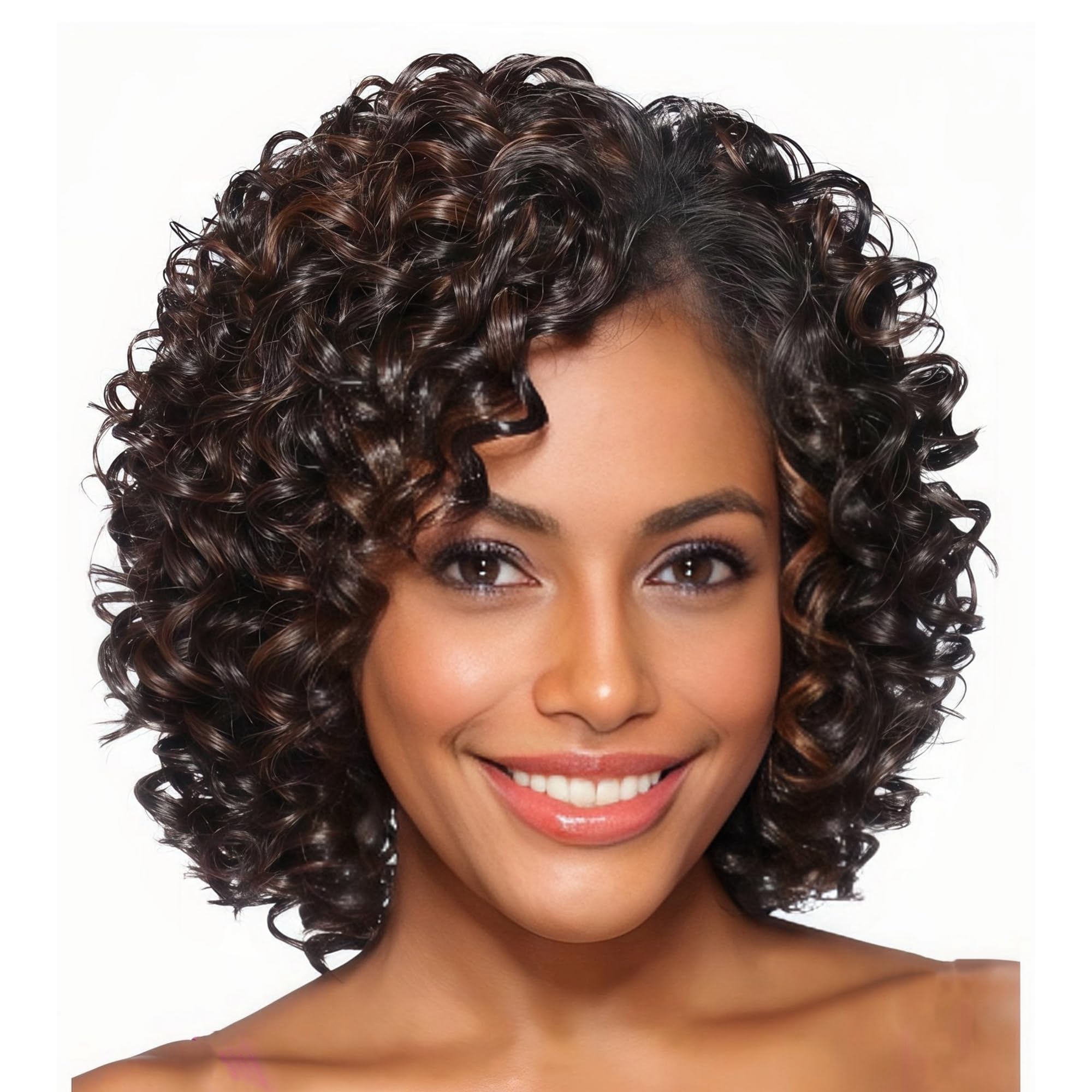 XIUFAXIRUSI peluca Afro corto rizado marrón, volumen natural para uso diario