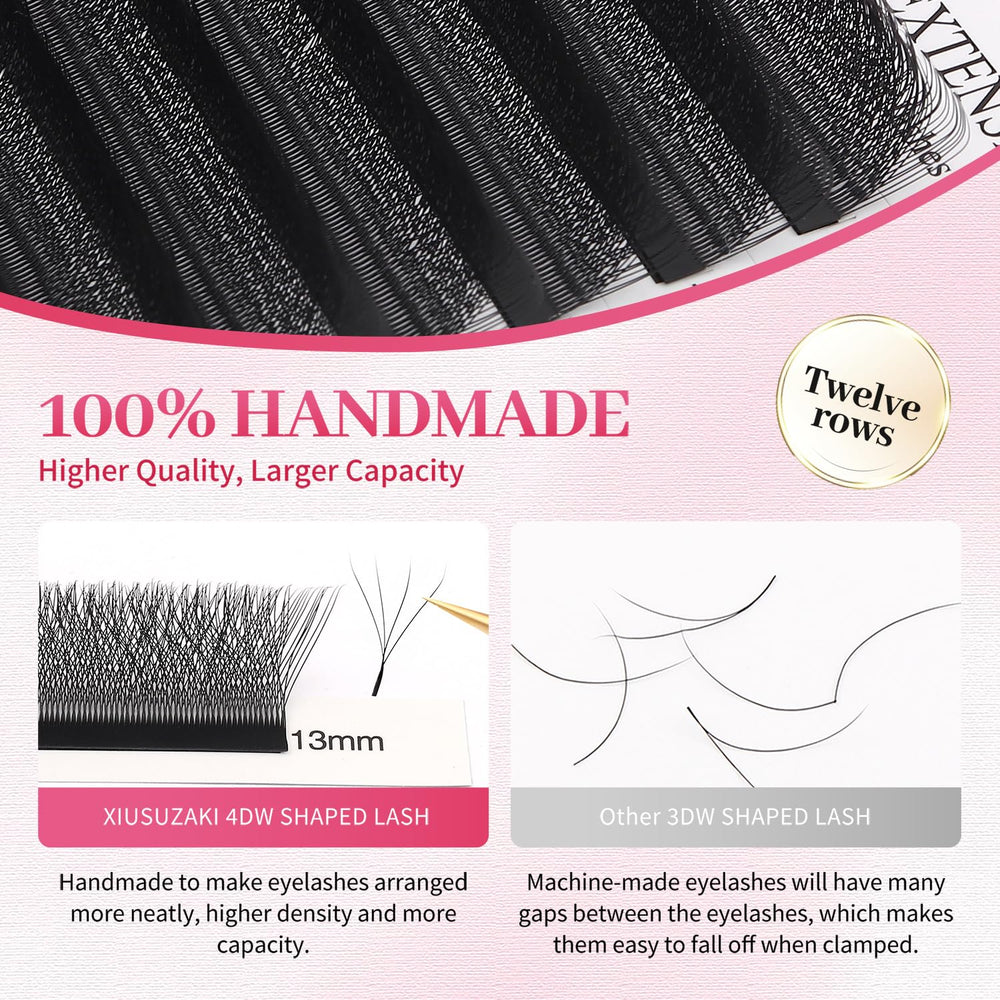 XIUSUZAKI matte black lashes tray 0.07mm D-curl for natural lift