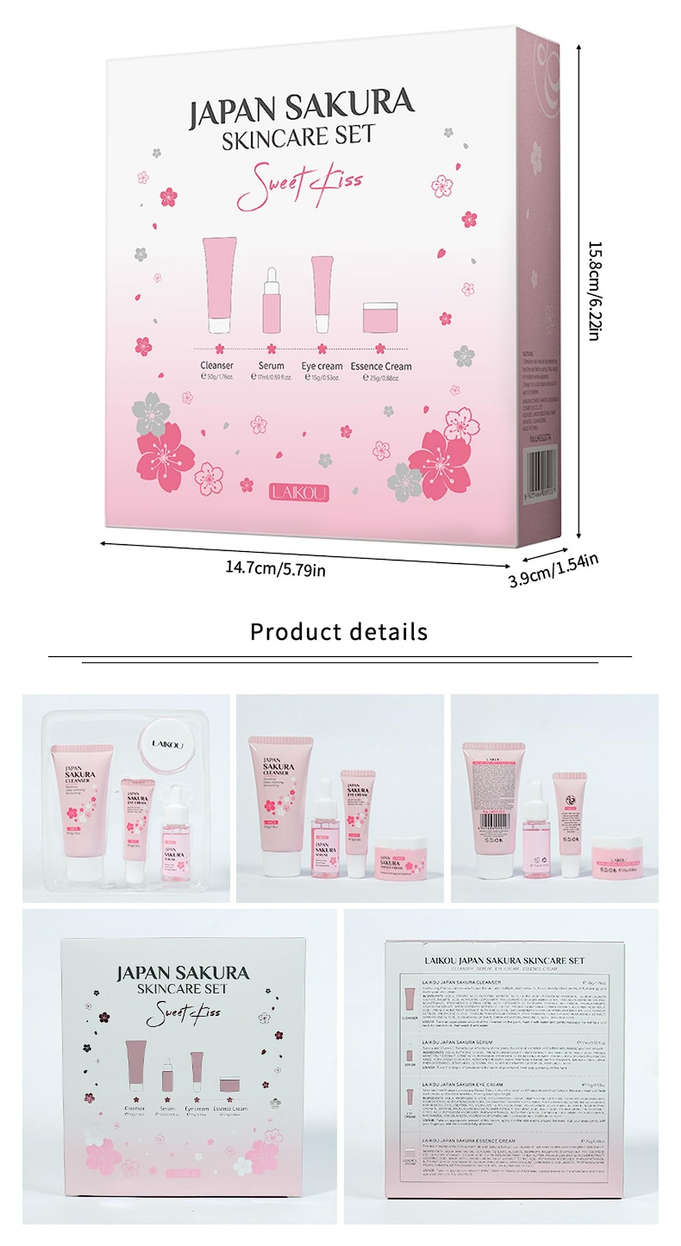 XJBD Travel Skincare Kit Sakura: crema de ojos para reducir sombras y fatiga